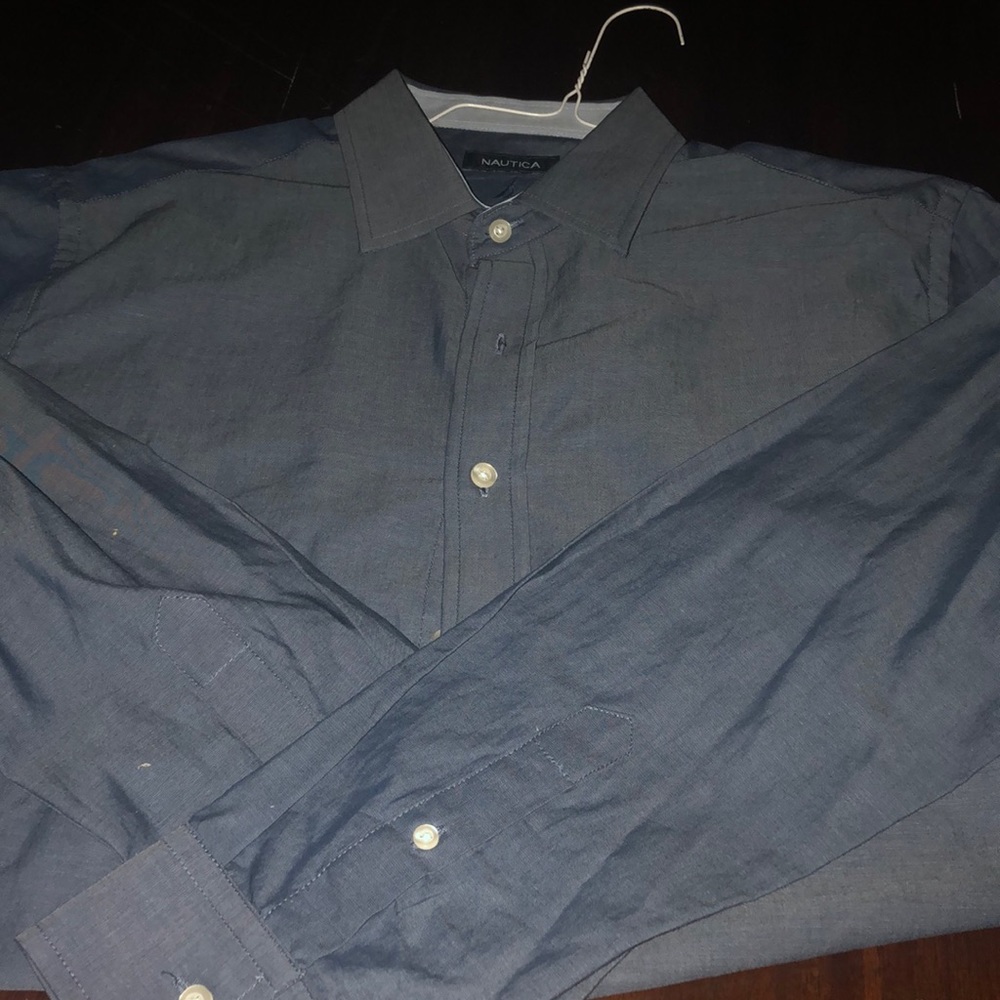 Blue , long sleeve button down shirt